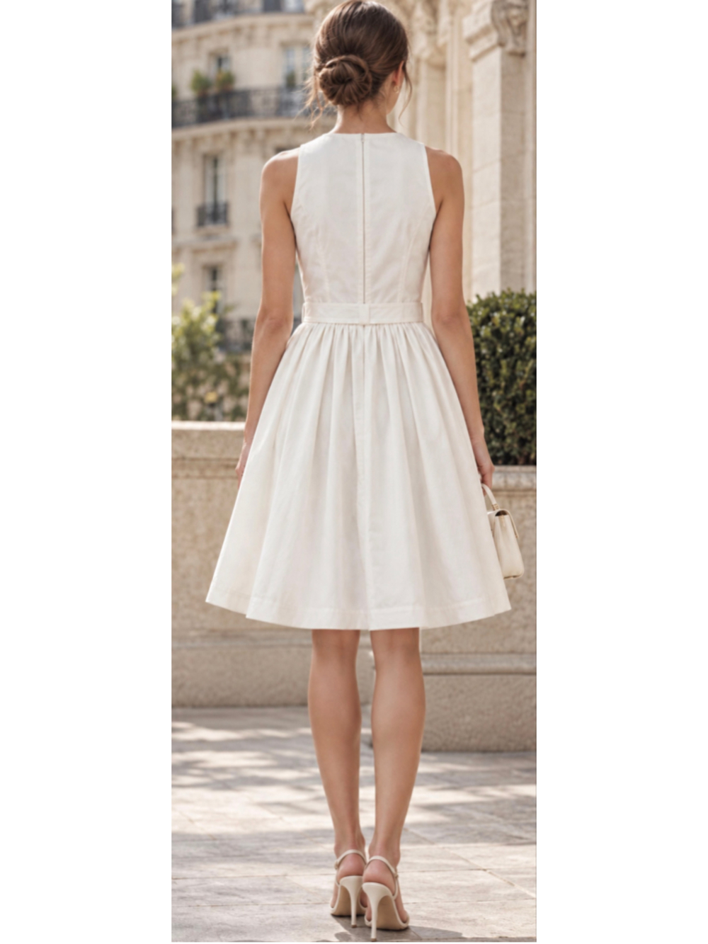 Prada Sleeveless Belted Midi Dress in White, Size 4/40 New w Tags Italian Luxury